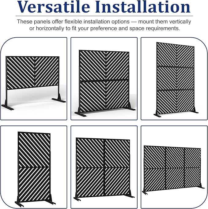 Outdoor Privacy Screen,72" H×47" W Metal Privacy Screen, Freestanding Privacy Fence Panels for Patio FENCY
