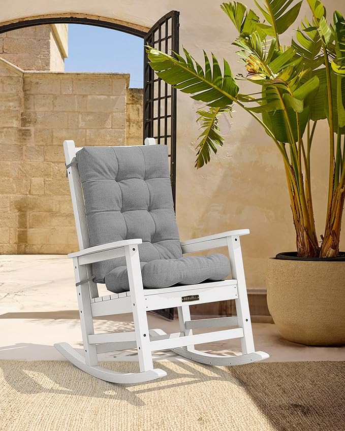 SERWALL HDPE Outdoor Rocking Cushion Set of 2, Memory Foam Cushion Dark Gray SERWALL