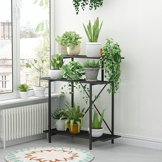 Zhongma 3 Tier Sturdy Plant Stand Space-Saving Heavy Duty Plant Holder for Home Indoor and Outdoor, L35.43 xW17.32 x H39.37 inch, 660 LBS Capacity & Heavy Duty Construction. … Zhongma