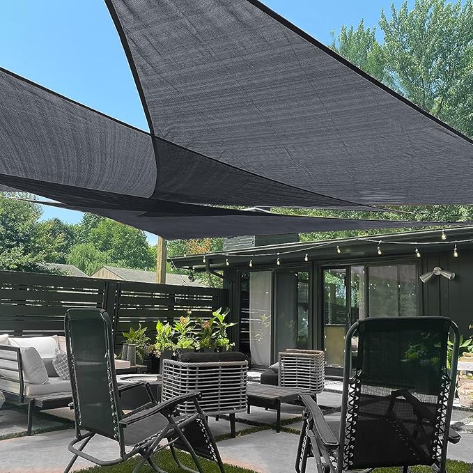 LOVE STORY Custom Size 8'x15'x17' Graphite Grey Sun Shade Sail Right Triangle Sunshade Fabric Awning Canopy for Patio Backyard Carport Pergola (Customized) LOVESTORY