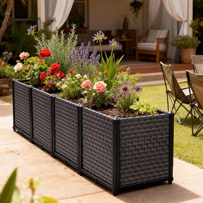 Large Planters for Outdoor Plants - Deepened 20" H, Raised Beds for Gardening Self Watering, Elevated Planter Box with Legs, Rectangular Garden Planters for Outdoor Plants Flowers, 62.9"L x 15.7"W TooCust