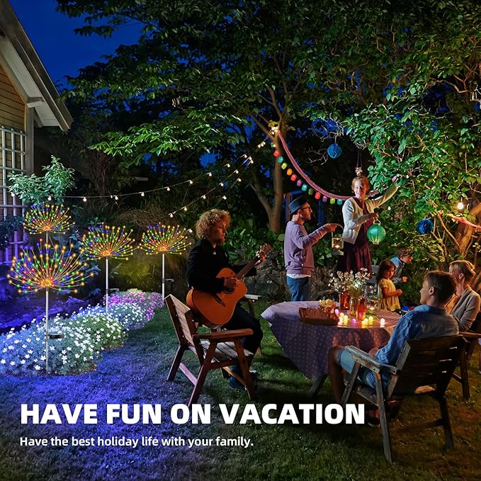 YOTOZU 2 PCS Solar Firework Light, Outdoor Solar Garden Decorative Lights 120 LED Powered 40 Copper Wires String DIY Landscape Light for Pathway (Multi-Color) YOTOZU