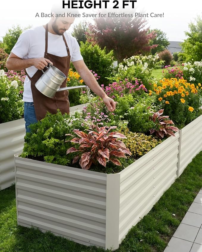 Garvee 2PCS 8x4x2ft Galvanized Raised Garden Bed Outdoor,Rust-Resistant Raised Garden Beds for Gardening, Easy Assembly Outdoor Garden Box & Planters Garvee