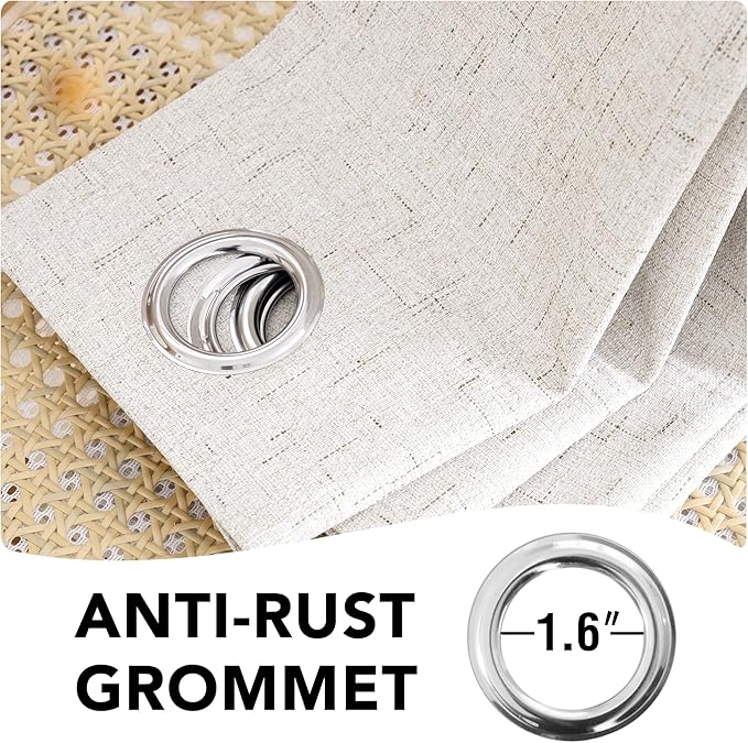 H.VERSAILTEX Blackout Curtains, Durable Thick Textured Look 100% Blackout Patio Door Curtain, Grommet Extra Wide Sliding Door Curtain Panel Long Curtains, W100 x L108 inch- Ivory HVERSAILTEX
