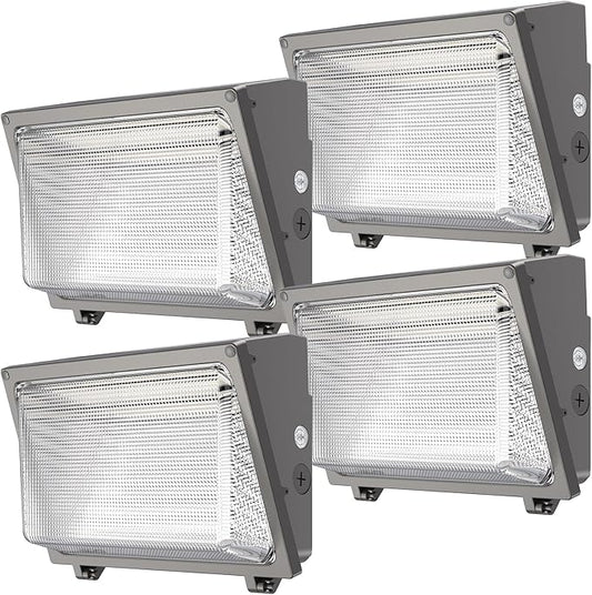 Glass Lens Wall Pack: 120W Outdoor LED Wall Lights 4Packs - 18000lm LED Wall Pack with photocell for Yard Entryways Walkways UL Listed WelcometovisitLitezone