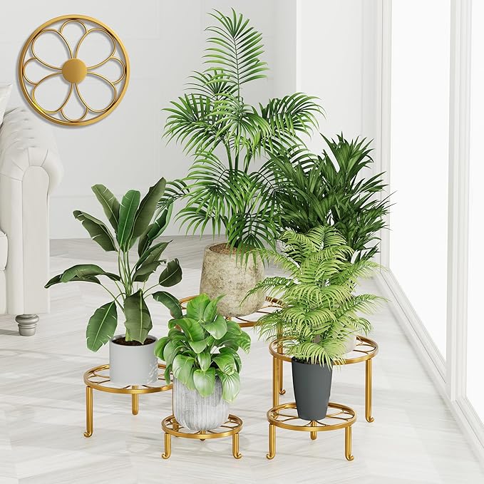 5 Pack Metal Outdoor Plant Stand Heavy Duty Plant Pot Stands for Indoor and Outdoor Round Flower Pot Support Rack for Multiple Display Pot Rack Rootora