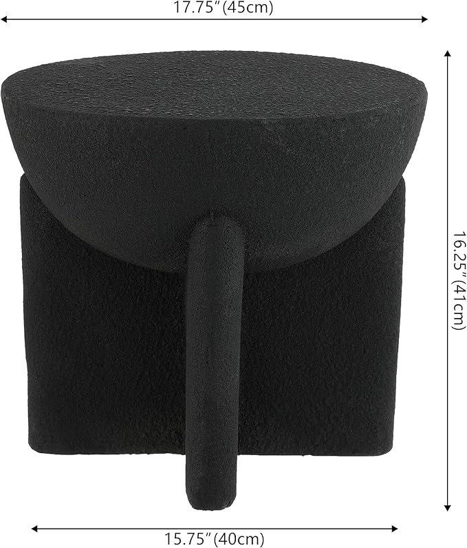 JONATHAN Y TBL1109A Brady 16.25" Minimalist Modern Drum Indoor/Outdoor Accent Table Contemporary, Mid-Century, Art Deco, Bohemian, Patio, Garden, Bathroom, Living Room Black Frosted JONATHANY