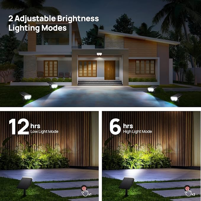 Solar Lights Outdoor Waterproof, Consciot 16 LEDs IP67 Spot Lights Outdoor, Auto On/Off Solar Landscape Spotlights, 2-in-1 Adjustable Wall Lights for Garden Yard Pathway, Cool White 4 Pack Consciot