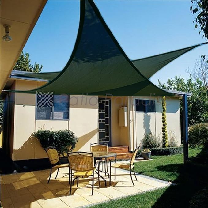 Patio Paradise 2' x 2' x 2' Sun Shade Sail Triangle Canopy Shade Cloth Fabric Sunlight Block Patio Pergola Cover HDPE Deck Awning for Outdoor Backyard Roof Shading, Green Patio