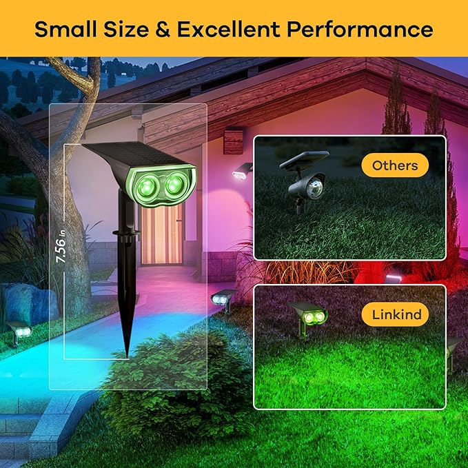 Linkind Solar Lights Outdoor StarRayS, Color Changing Solar Spot Lights, IP67 Waterproof St Patricks Day Lights for Landscape Garden Pathway Walkway (Multicolor, 10 Pack) Linkind