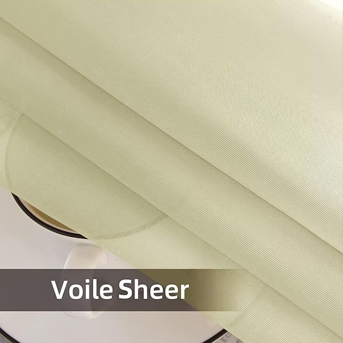 SpaceDresser Waterproof Outdoor Sheer Curtains for Patio - 2 Panels Rod Pocket Indoor Voile Sheer Curtain for Living Room,52W x 84L inch, Sage Green SpaceDresser