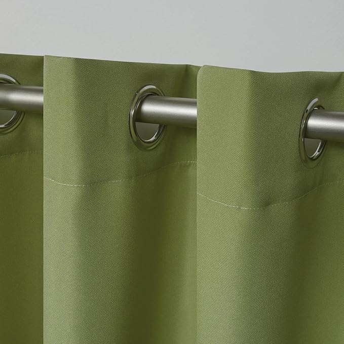 NICOLE MILLER NEW YORK Canvas Indoor/Outdoor Grommet Top Curtain Panel Pair, 54"x108", Green Apple NicoleMiller