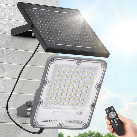 100W Solar Flood Light Outdoor Waterproof, 24000LM 6500K LED Solar Street Light with Remote, Dusk to Dawn Solar-Powered Lamp, Split Type Security Lighting with 13FT Cable for Parking Lot Yard Garage IlluminateYourWorld