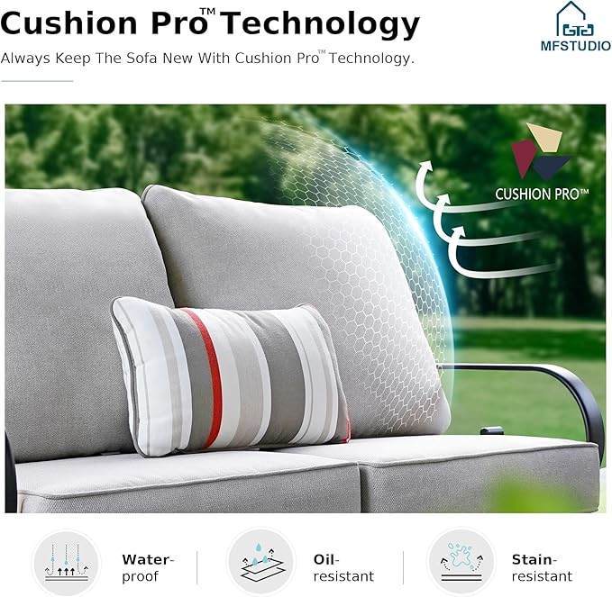 MFSTUDIO Patio Furniture Set, 6 Seats Half-Moon Curved Outdoor Sectional Sofa Conversation Set, Woven Rattan Patio Couch for Backyard, Garden, Deck MFSTUDIO