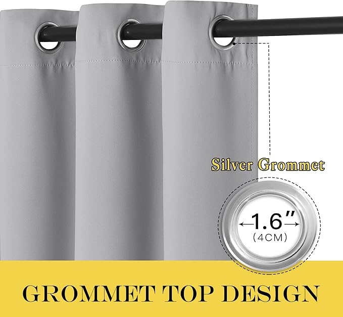 NICETOWN Blackout Silver Grey Doorway Curtain - Solid Thermal Insulated Grommet Room Darkening Privacy Window Drape Sound Dampening for Bedroom/Living Room (W46 x L80, 1 Panel) NICETOWN