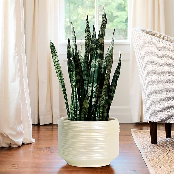 10 Inch Ceramic Plant Pot with Drainage – Large Flower Pot for Indoor Outdoor Plants, Modern Decorative Planter for Patio, Balcony, Garden, or Home Decor Bestseler