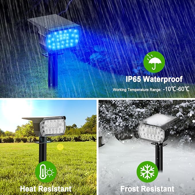 LANSOW Solar Spot Lights Outdoor Color Changing, [7 Modes/8 Pack] Christmas Landscape Spotlights, Solar Lights Outdoor Waterproof, Solar Powered Flood Lights for Outside Yard Garden Pathway LANSOW