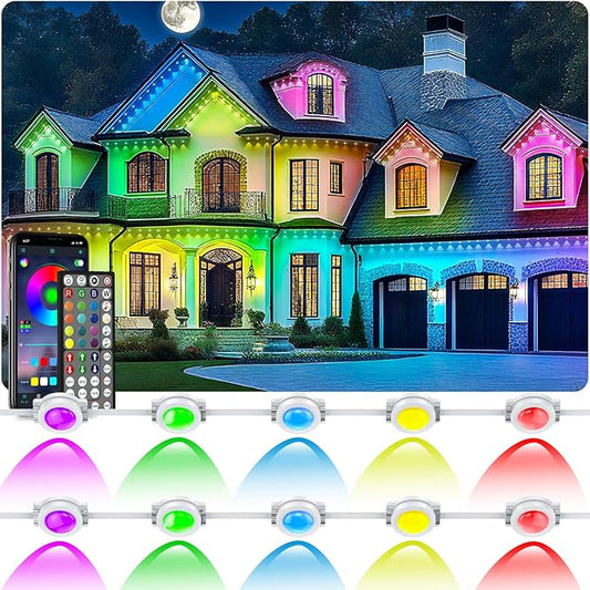 400Ft Permanent Outdoor Lights for House Waterproof, IP67 LED Eave Lights with App/Remote Control, Outdoor Permanent led Lighting for House Roof Decor,Christmas,Party,All Holiday and Daily Rootora