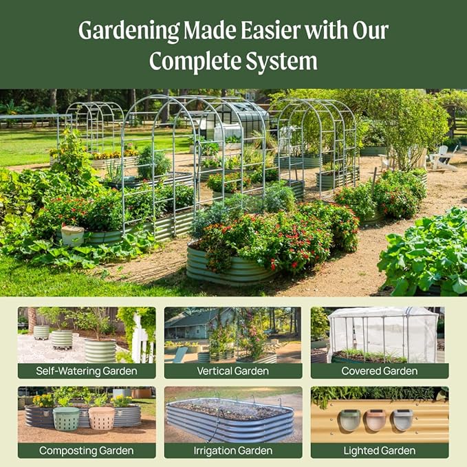 Vego garden Raised Garden Bed Kits, 17" Tall 9 in 1 8ft x 2ft Metal Raised Planter Bed Outdoor for Vegetables Flowers Ground Planter Box, Terra Cotta VegoGarden