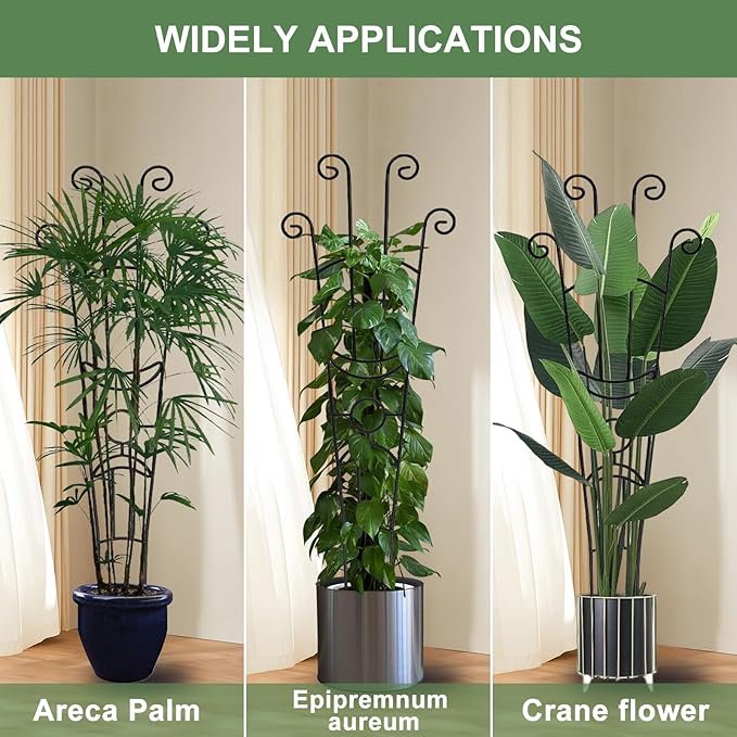 32.6in Monstera Plant Support Stakes for Indoor Plants, Metal Garden Plant Trellis for Climbing Plants, Pothos Vine Snake Climber Support，4p COOMIN