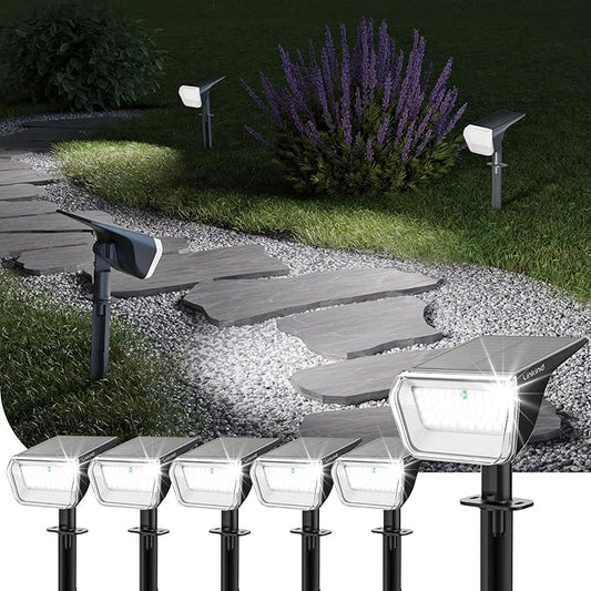 Linkind Solar Spot Lights Outdoor Waterproof IP67, 60 LED Solar Flood Lights 30% High Conversion Landscape Lighting for Garden Yard Pathway (6 Pack, Cool White) Linkind