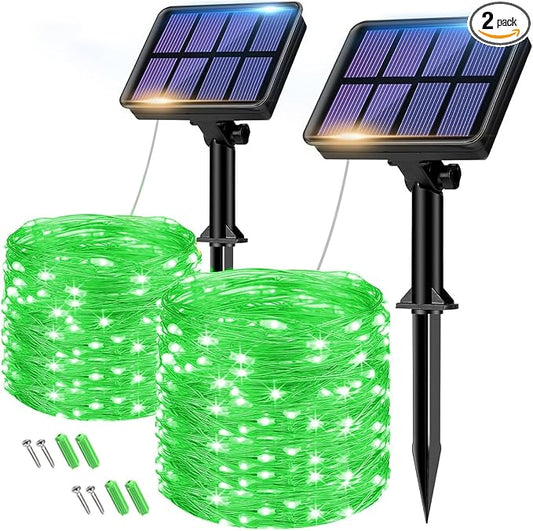 btfarm 2 Pack Solar String Lights Outdoor, 160LED 66FT Halloween Solar Fairy Lights Outside Waterproof, 8 Modes Solar Powered Twinkle Lights for Tree Garden Patio Halloween Decorations, Green btfarmdecorativelighting