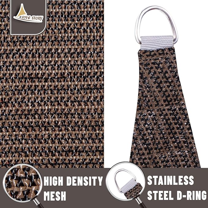 LOVE STORY Custom Size 16'x24' Brown Sun Shade Sail Rectangle UV Block Canopy Patio Sail Sunshades Fabric for Outdoor Garden Carport (We Make Custom Size) LOVESTORY
