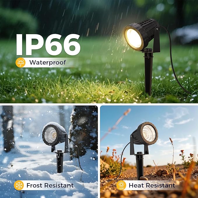 L LOHAS LED Outdoor Landscape Lighting, Auto On/Off 3000K Low Voltage Landscape Lighting, IP66 Waterproof Spot Lights for Yard, Outside, Garden, House, Pathway, Plant, Holiday Decor (8 Pack) LLOHASLED