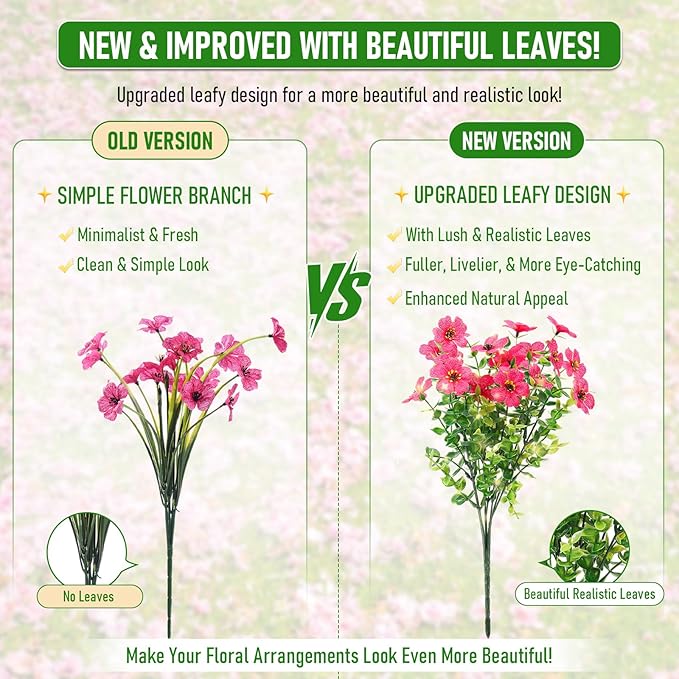 Artificial Flowers Outdoor Fake Plants, Faux Silk Flowers Plastic Plants for Outdoors Indoor Outside Front Porch Hanging Planter Window Box Garden Home Spring Decoration, 14 Pack (Mix) Powbrace