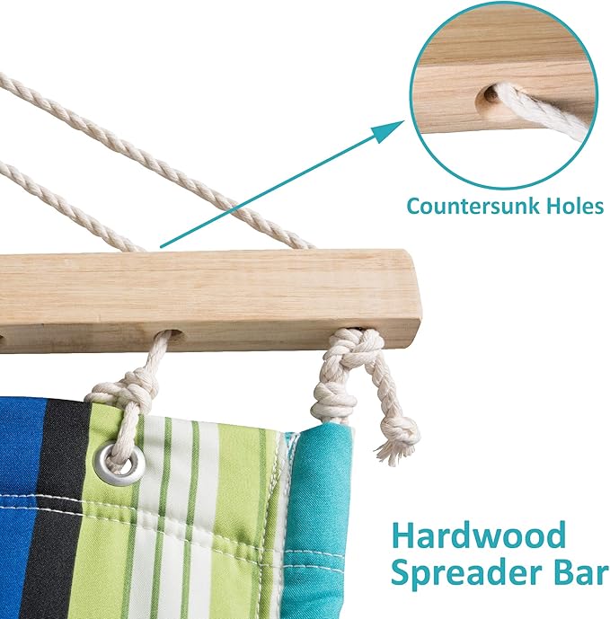 SUNCREAT Hammock with Stand 2 Person Heavy Duty, Freestanding Hammock with Spreader Bar, Soft Pillow, Green Stripes SUNCREAT