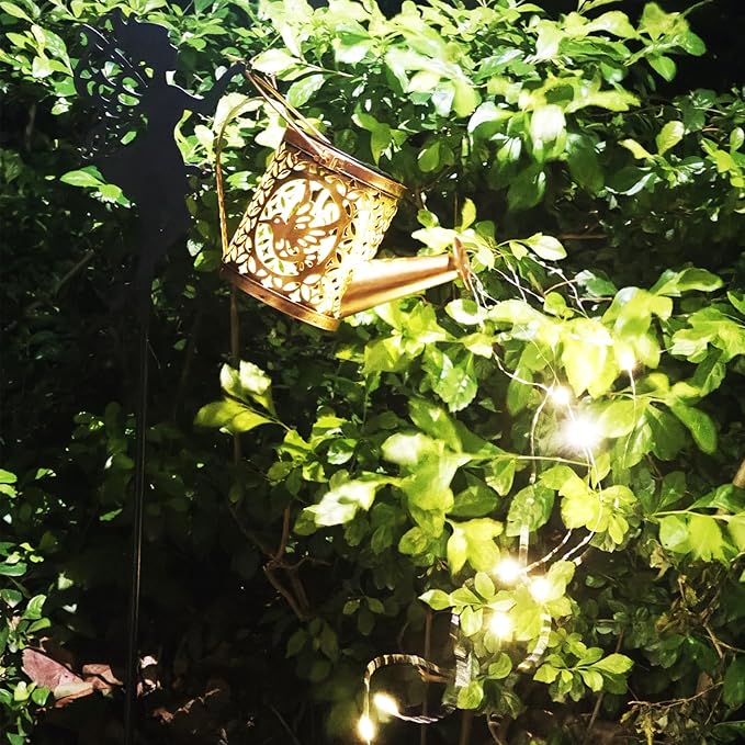 Solar Watering Can Lights, Outdoor Garden Decor,LED Waterproof String Light,Metal Vintage Fairy Tale Lamps Outside,Solar Lantern with Shepherd Hook for Lawn Yard Path (Hummingbird) Yevheniy