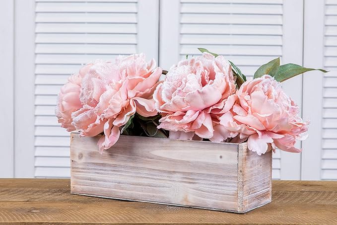 Wooden Planter Box, Whitewash with Plastic Liner l Garden Decor l Restaurant and Wedding Decorations l Wedding Bouquets, Table Centerpiece (12x4 Set of 4, Whitewash) Rootora