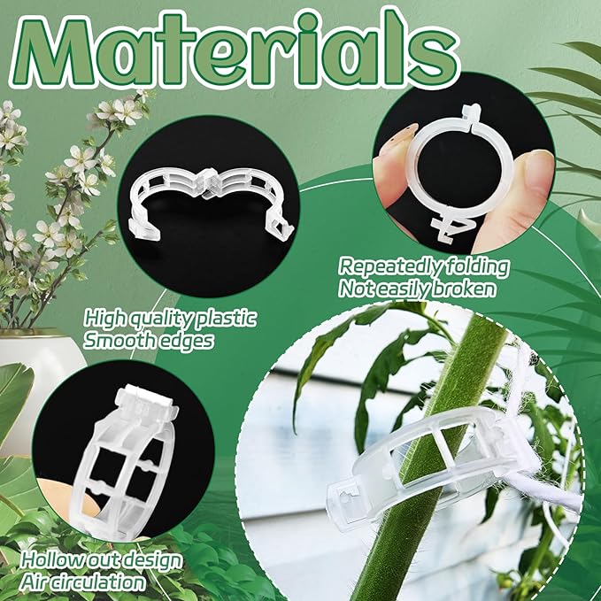 OJYUDD 400 Pcs White Plant Support Garden Clips,Plastic Tomato Vine Clips,Secured Climbing Plant Clip for Flower Vine Grape Twine Orchid OJYUDD