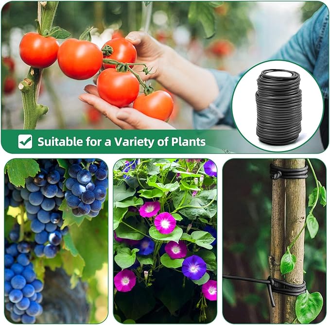 Decoroca Soft Plant Ties for Support - 65.6' Reusable Waterproof Plant Wire, Garden Twist, Office Organization and Decoration Binding（1pc/Black） Decoroca