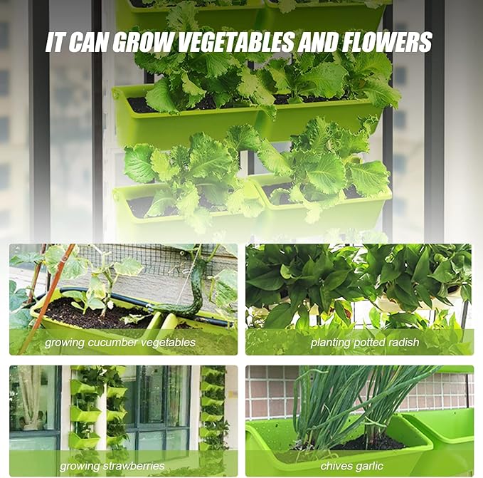 LOYALHEARTDY Vertical Garden Wall Planter Wall Mounted Planter 4-Tier Vertical Garden Planters for Growing Strawberries, Flowers, Vegetables, Herbs Indoor/Outdoor Decoration (Light Green) LOYALHEARTD