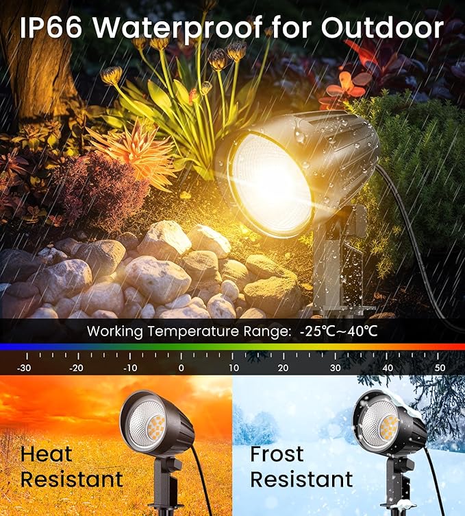 MEIKEE 7W Low Voltage LED Landscape Lights 800LM 12V Outdoor Landscape Lighting 2700K Warm White IP66 Waterproof Garden Pathway Lights Yard Lawn Spotlights with Connectors (4 Pack) MEIKEE