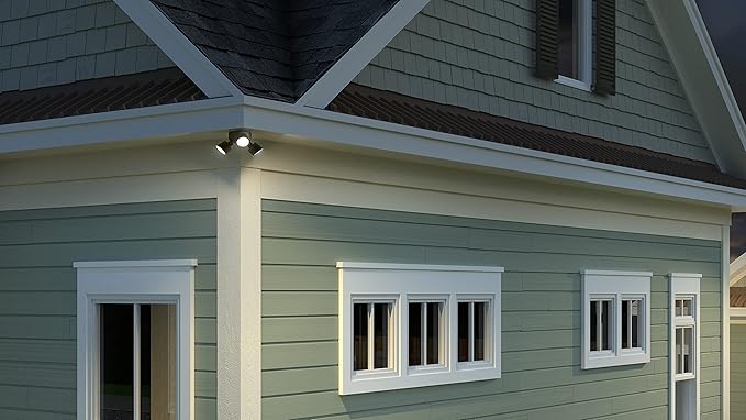 Lithonia Lighting HomeGuard 3-Light LED Outdoor Flood Lights, Outdoor LED Lights, Dusk to Dawn Sensor, Adjustable Lumens, Selectable Color, Round Heads, White (HGX LED 3RH ALO SWW2 120 PE WH M2) AcuityBrands