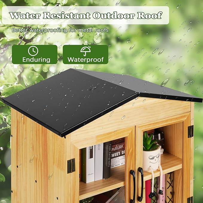 Outdoor Library Outdoor Book Box Storage Small Wooden Cabinet Little Literature Box for Neighborhoods Community and Schools Sharing Books, Flyers, Newspapers, Food and Art (D) Exttlliy