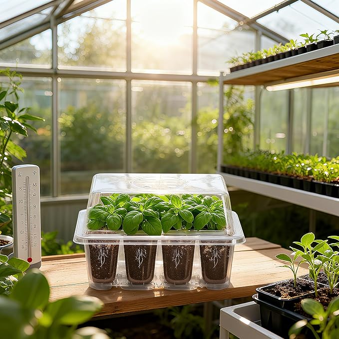 Bonviee 5-Pack Seed Starter Trays for Indoor Germination – Humidity Dome to Regulate Temperature & Humidity, Clear Tray for Root Observation, Drain Holes to Prevent Overwatering (5 Packs, Clear) BonvieeDirect