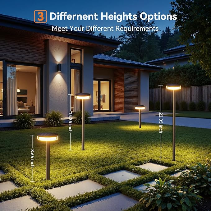 LETMY Solar Pathway Lights Outdoor, 2 Pack 2X Brighter Solar Lights Outdoor Waterproof, Taller Pathway Light with Larger Panel, Auto On/Off Up to 12Hrs Driveway Light for Yard Outside Patio Path Lawn Letmy