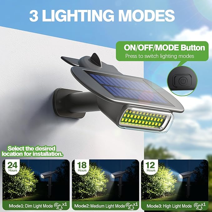 4 Pack Solar Spot Lights Outdoor Waterproof IP68, Auto On/Off Bright Solar Powered Spotlights with Wall Mount & Ground 2 IN 1, Adjustable Solar Landscape Lights for Outside Yard Garden Pathway Latband
