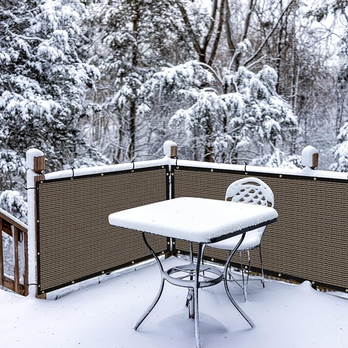 UPGRADE Privacy Screen 3' x 16' Fence Commercial Shade Cover with Brass Grommets Heavy Duty Perfect for Outdoor Back Yard, Brown, Customizable UPGRADE