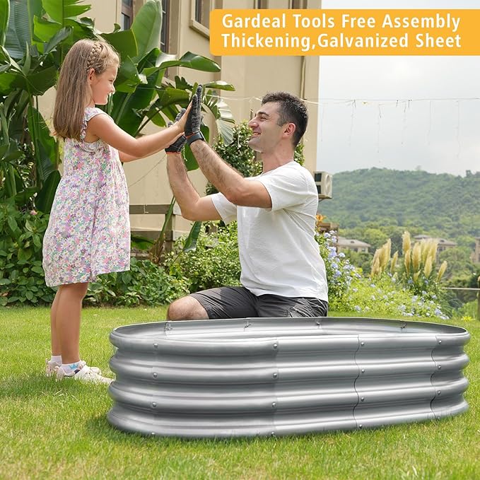 Garden Galvanized Raised Garden Bed Kit - Metal Planter Box for Vegetables/Herbs/Flowers, Heavy-Duty Steel Outdoor Garden Box with Reinforced Edges Gardeal