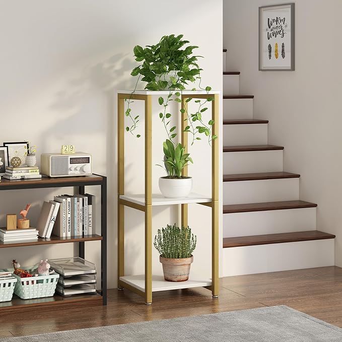 Plant Stand Indoor Corner Tall 3 Tier Metal Modern Flower Storage Plant Shelf Holder for Living Room Balcony Garden,Gold (3 Tier-Gold) YIZAIJIA