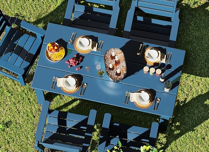 GREENVINES Outdoor Dining Chairs Set of 2 | HDPE | Patio Chair | All-Weather | Blue GreenVines