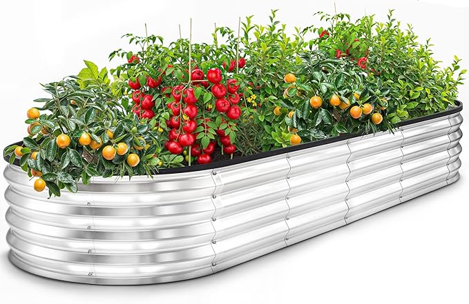 Utopia Home Galvanized Raised Garden Bed, 6 by 2 by 1 feet Lightweight Planter Boxes Outdoor with Easy Assembly, Large Garden Bed for Vegetables, Fruits, Flowers, Silver UTOPIAHOME