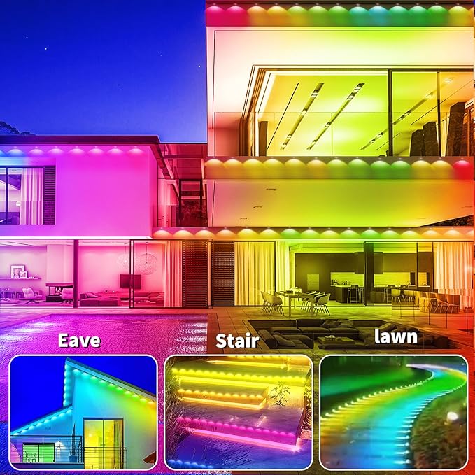 300ft Permanent Outdoor Light, RGB Outdoor eave Light,IP67 Waterproof LED eave Lights,Suitable for Party, Daily,Halloween,Christmas,Rooftop,Garden,Patio（2 Rolls of 150ft） Rootora