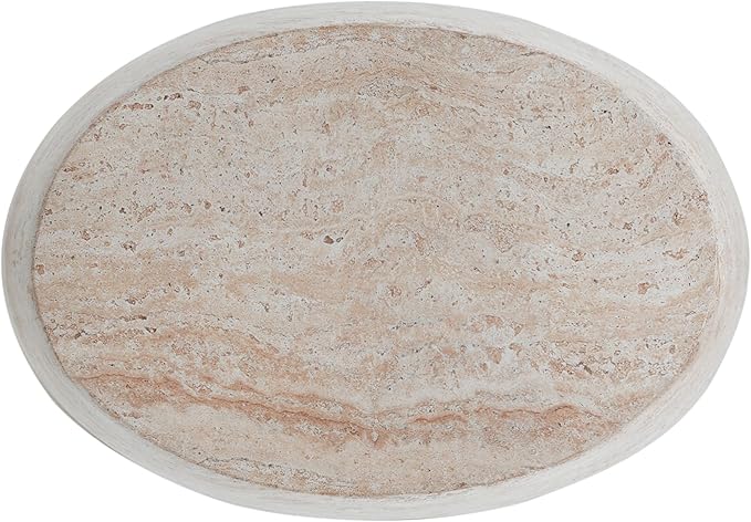 Christopher Knight Home Jayme 20.25" Indoor Outdoor Oval Accent Side Table, Patio Decorative End Table, Lightweight Concrete Garden Stool for Patio Living Room Balcony & Garden Decor, Travertine ChristopherKnightHome