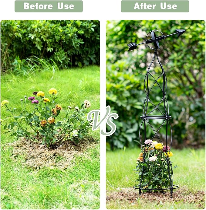 41-Inch Metal Obelisk Trellis – Elegant Garden Support for Climbing Plants, Perfect for Outdoor Rose Bushes and Tall Vines, Durable Metal Design with Arrow Top for Indoor and Outdoor Use Goooxim