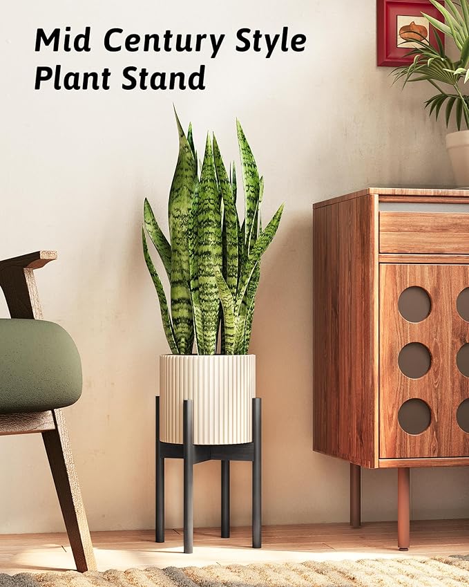 Adjustable Plant Stand Indoor, Bamboo Plant Stand Fits 8 9 10 11 12 Inches, Small Corner Planter Holder for Indoor Plants, Single Floor Plant Stands for Living Room Balcony, Inky Gentingbro